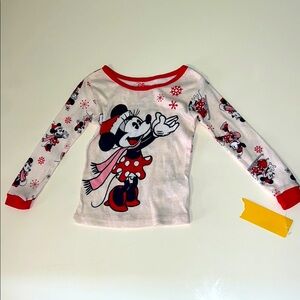 Disney Minnie Mouse Girl’s Holiday Long Sleeve Tee, Snug Fitting, 3T, Toddler